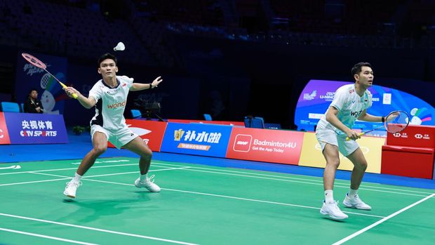 Fajar Alfian/Muhammad Shohibul Fikri  saat tampil di China Masters. (Arsip PBSI)