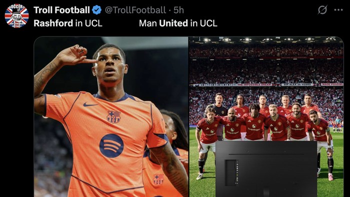 Meme MU Gigit Jari Lihat Rashford Gacor di Barcelona