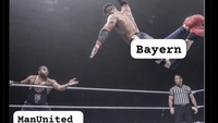 Lewat meme ini, Bayern bagaikan sedang tag team dengan MU untuk melibas Chelsea. Foto: dok. Internet/X (Twitter)
