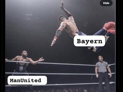 Lewat meme ini, Bayern bagaikan sedang tag team dengan MU untuk melibas Chelsea. Foto: dok. Internet/X (Twitter)