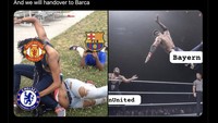 Barcelona, salah satu lawan Chelsea di Liga Champions, diyakini ikut memantau kemenangan Bayern dan MU. Foto: dok. Internet/X (Twitter)