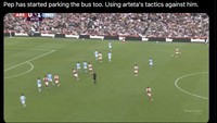 Pep Guardiola diledek meniru taktik defensif Manajer Arsenal Mikel Arteta. Foto: dok. Internet/X (Twitter)