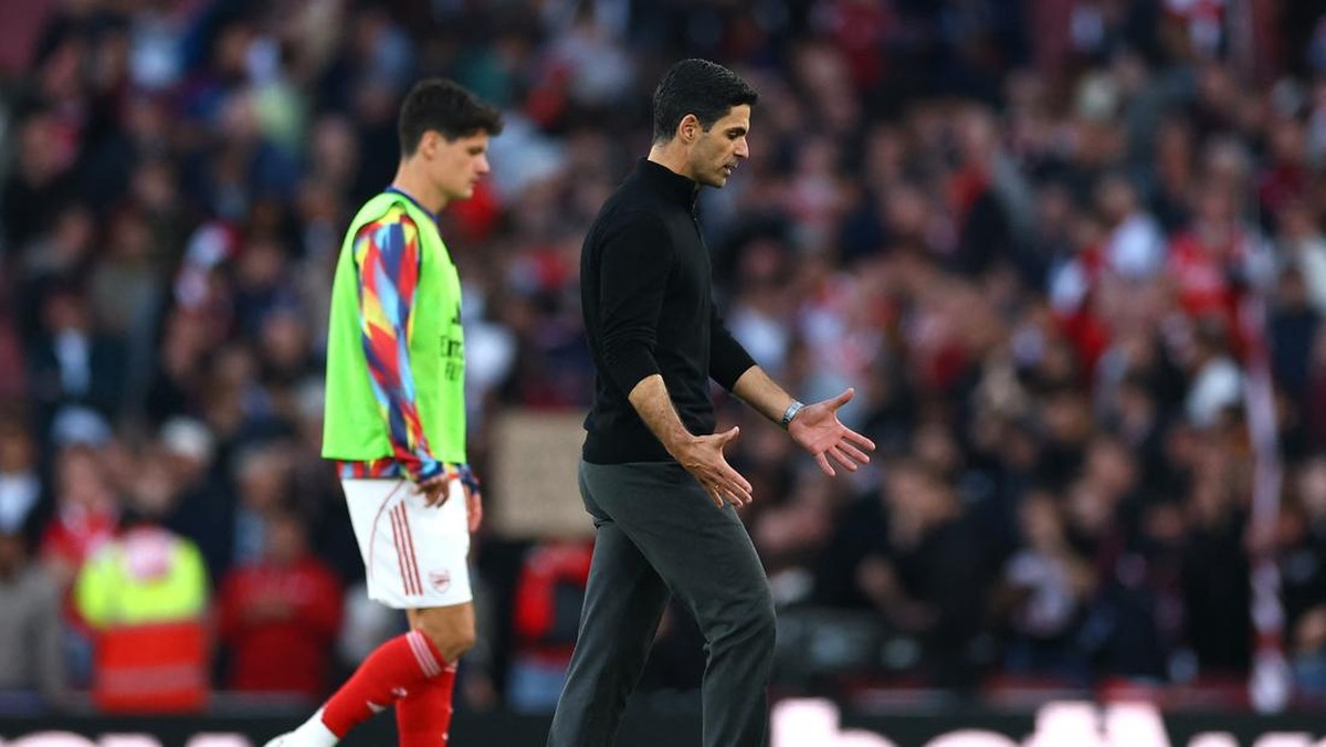 Mikel Arteta sesali kegagalan Arsenal kalahkan Man City. (Action Images via Reuters/Matthew Childs)