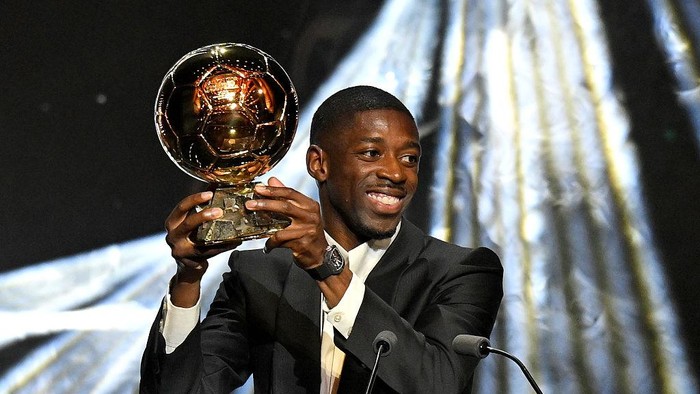 PARIS, FRANCE - SEPTEMBER 22: Ousmane Dembele poses with the Men’s Ballon d’Or trophy during the 69th Ballon DOr Ceremony at Theatre Du Chatelet on September 22, 2025 in Paris, France. (Photo by Kristy Sparow - UEFA/UEFA via Getty Images)
