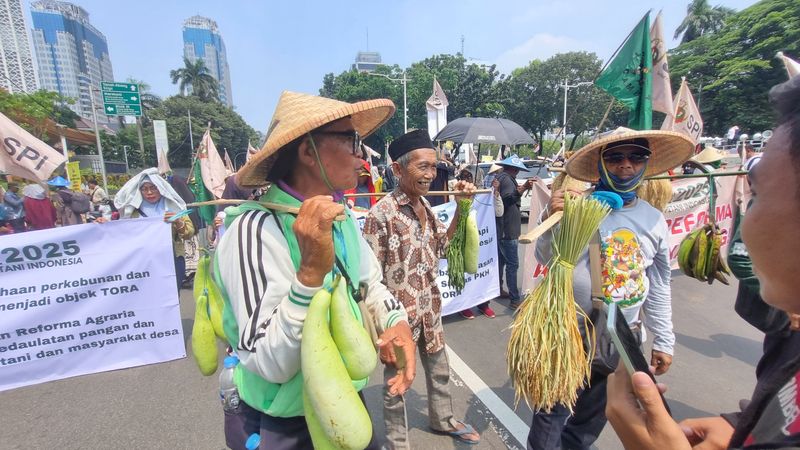 Aksi Hari Tani Nasional di Jakarta Pusat (Taufiq/detikcom)