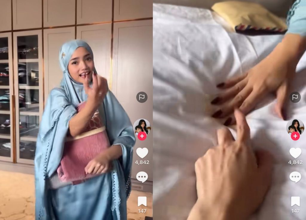 Penampilan Fuji salat pakai kuku palsu