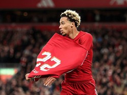 Penyerang yang direkrut Liverpool pada bursa transfer musim panas itu membuka jersey-nya untuk merayakan gol tersebut. Foto: Getty Images/Jan Kruger