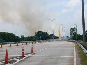 Karhutla di Samping Tol Palindra, Tim Gerak Cepat Padamkan Api Karhutla di Samping Tol Palindra, Tim Gerak Cepat Padamkan Api