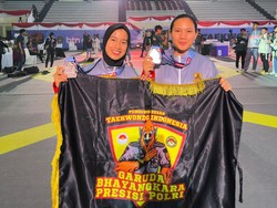 2 Polwan Polda Riau Raih Medali di Kejuaraan Taekwondo Internasional