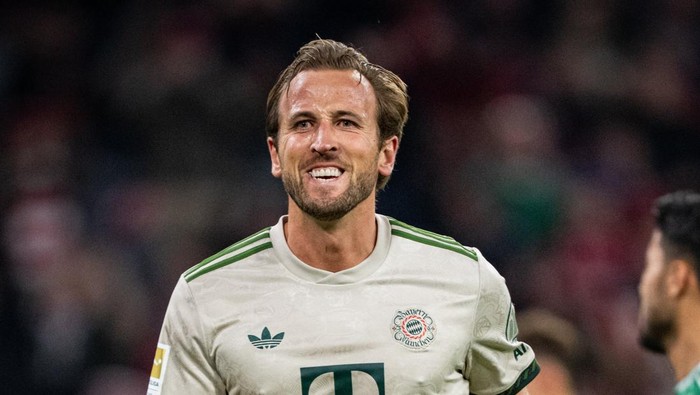 Harry Kane merayakan gol ke gawang Werder Bremen