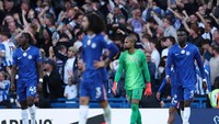 Chelsea jalani tiga laga di Liga Inggris sepanjang September ini. Hasilnya imbang 2-2 kontra Brentford dan kalah 1-2 dari MU serta kalah 1-3 dari Brighton (Action Images via Reuters/John Sibley)