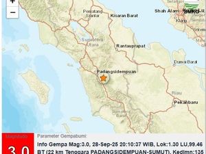 Gempa Berkekuatan M 3,0 Guncang Padangsidimpuan Malam Ini Gempa Berkekuatan M 3,0 Guncang Padangsidimpuan Malam Ini
