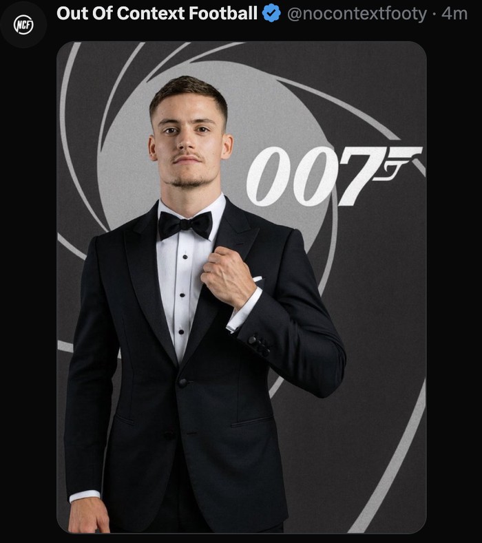 Meme Florian Wirtz diolok-olok jadi James Bond 007 setelah bapuk di tujuh laga beruntun Liverpool.