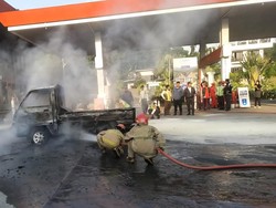 Pikap Terbakar Saat Antre BBM di Sentul Bogor, Diduga gegara Korsleting
