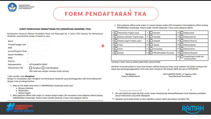 Mau Lolos TKA? Siswa Wajib Kuasai Ini!