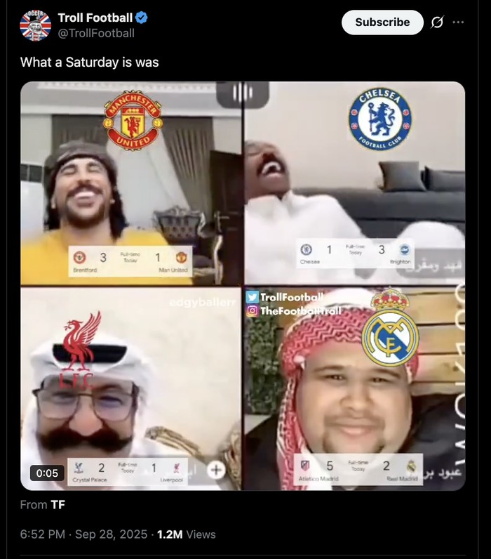 Meme Kompaknya MU, Chelsea, Liverpool, dan Real Madrid di Akhir Pekan