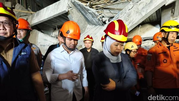 Momen Gubernur Khofifah Tinjau Bangunan Ponpes Al Khoziny Sidoarjo yang Ambruk
