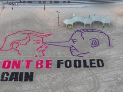 Video Gambar Trump dan Netanyahu Berhidung Panjang di Tel Aviv