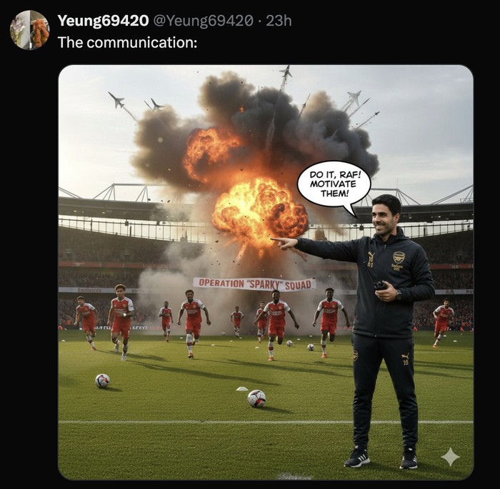 Meme Mikel Arteta Meme Mikel Arteta diolok-olok jadi pilot gegara mau undang penerbang di latihan Arsenal.