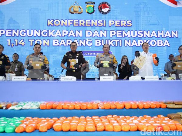 Potret Pemusnahan 1,14 Ton Narkoba Senilai Rp1,13 Triliun
