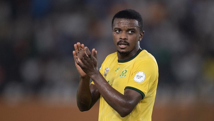 ABIDJAN, IVORY COAST - FEBRUARY 10:  Teboho Mokoena of South Africa during the TotalEnergies CAF Africa Cup of Nations 3rd place match between South Africa and DR Congo at Stade Felix Houphouet Boigny on February 10, 2024 in Abidjan, Ivory Coast. (Photo by Visionhaus/Getty Images)