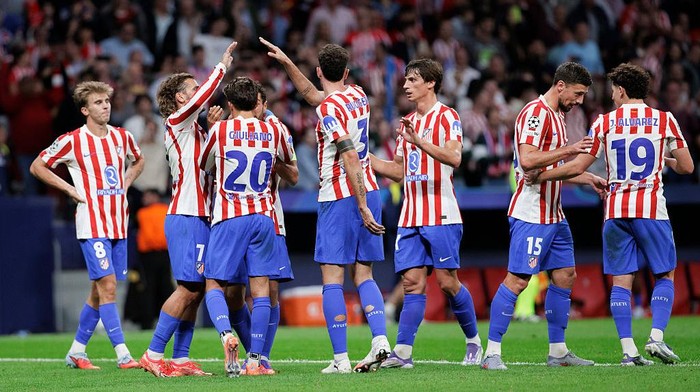 Several players of Atletico de Madrid celebrate a goal during the UEFA Champions League 2025/26 match between Atletico de Madrid and Eintracht at Riyadh Air Metropolitano Stadium in Madrid, Spain, on September 30. (Photo by Guillermo Martinez/NurPhoto via Getty Images)