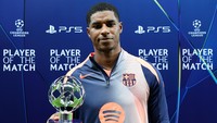 Atas penampilannya, Rashford diganjar gelar Man of the Match pertandingan tersebut. (Foto: Michael Regan - UEFA/UEFA via Getty Images)
