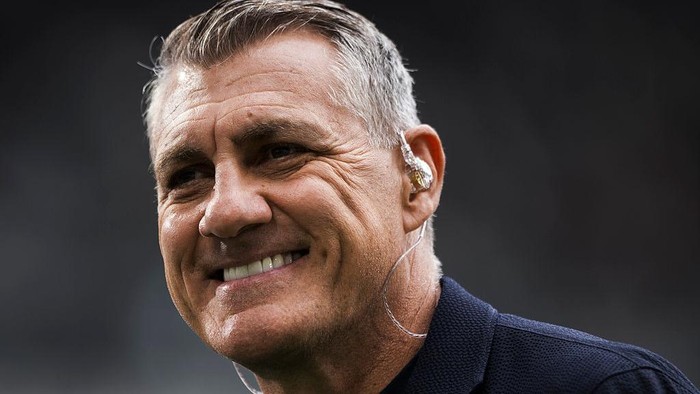 ALLIANZ STADIUM, TURIN, ITALY - 2025/09/13: Christian Vieri, former footballer, smiles prior to the Serie A football match between Juventus FC and FC Internazionale. Juventus FC won 4-3 over FC Internazionale. (Photo by Nicolò Campo/LightRocket via Getty Images)