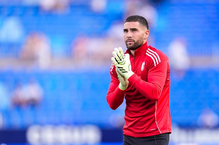 MALAGA, SPAIN - SEPTEMBER 06: Luca Zidane of Granada CF warms up during the Spanish league, LaLiga Hypermotion, football match played between Malaga CF and Granada CF at La Rosaleda stadium on September 6, 2025, in Malaga, Spain. (Photo By Joaquin Corchero/Europa Press via Getty Images)