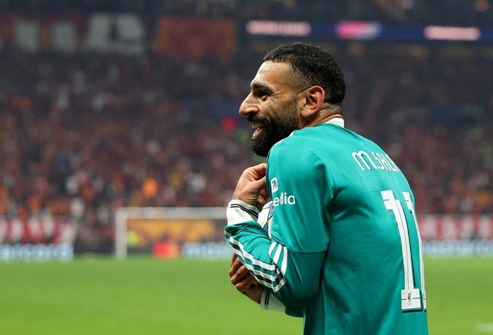 Mohamed Salah Soccer Football - UEFA Champions League - Galatasaray v Liverpool - Rams Park, Istanbul, Turkey - September 30, 2025 Liverpool's Mohamed Salah reacts REUTERS/Umit Bektas