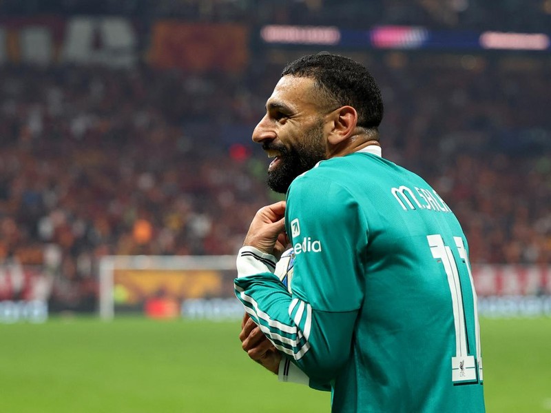 Soccer Football - UEFA Champions League - Galatasaray v Liverpool - Rams Park, Istanbul, Turkey - September 30, 2025 Liverpool's Mohamed Salah reacts REUTERS/Umit Bektas