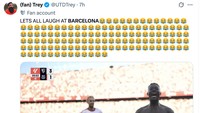 Dan akhirnya kekalahan Barcelona ditertawakan semua orang, termasuk fans Manchester United. (Foto: X.com/@UTDTrey)