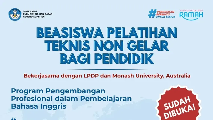 Peluang Emas Guru SD-SMP: Beasiswa Pelatihan Bahasa Inggris Gratis, Cek Syarat Pendaftarannya!