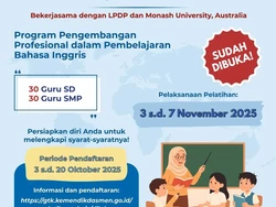 Beasiswa Pelatihan Bahasa Inggris untuk Guru SD-SMP, Cek Syarat Daftarnya!