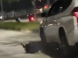 Video: Viral Pajero Seret Motor Hingga Keluar Percikan Api di Tangerang