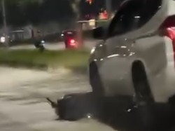 Video: Viral Pajero Seret Motor Hingga Keluar Percikan Api di Tangerang