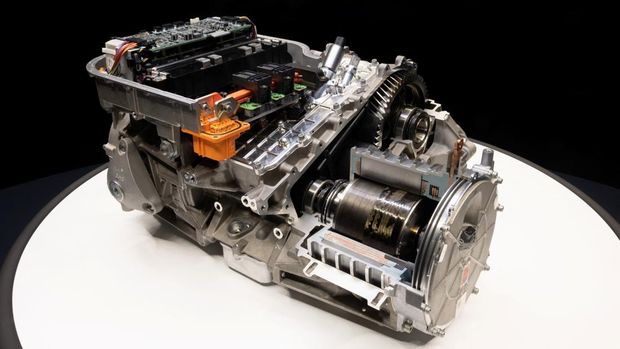 A view of an electric vehicle (EV) powertrain system as the new electric technology developed for Ferrari's first electric car, including chassis, battery modules and electric motor, is unveiled at the company’s headquarters in Maranello, Italy, in this handout image released on October 8, 2025. Ferrari/Handout via REUTERS