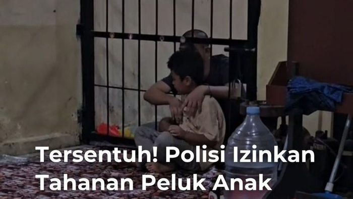 Video Menyentuh! Polisi Izinkan Tahanan Peluk Anak di Polsek Sakernan