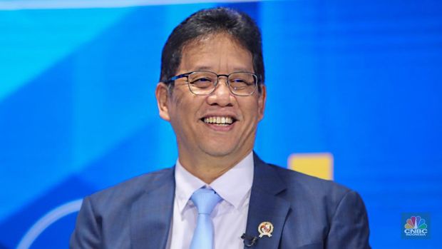 Menteri Keuangan Republik Indonesia, Purbaya Yudhi Sadewa menyampaikan pemaparan dalam program Squawk Box CNBC Indonesia di Jakarta, Jumat (10/10/2025). (CNBC Indonesia/Faisal Rahman)