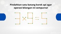 Pindahkan 1 Batang Korek agar Hitungannya Benar, Hanya Orang Teliti yang Bisa
