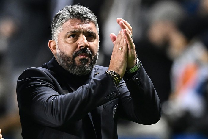 TALLINN, ESTONIA - OCTOBER 11:  Gennaro Gattuso of Italy greet the fans during the FIFA World Cup 2026 qualifier match between Estonia and Italy at A Le Coq Arena on October 11, 2025 in Tallinn, Estonia. (Photo by Image Photo Agency/Getty Images)