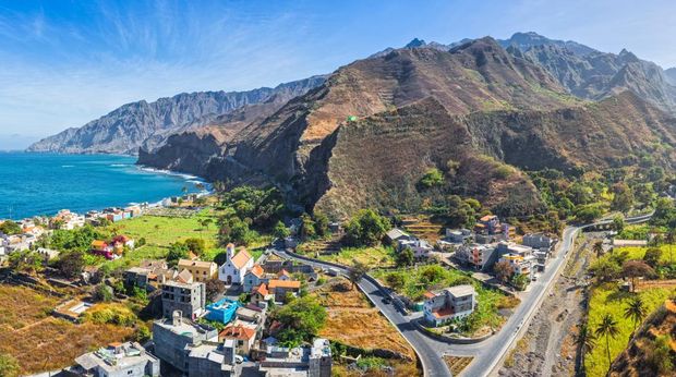 view on Vila das Pombas (Santo Antao, Cape Verde) and Ribeira do Paúl