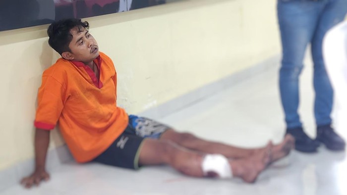 Febrianto pembunuh Anti saat diamankan di Mapolda Sumsel