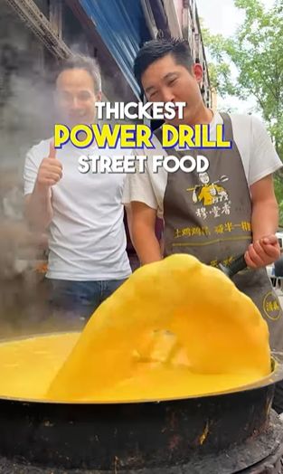 Jual bubur pakai bor Penjual Bubur Aduk Makanan pakai Bor, Netizen Puji sekaligus Heran