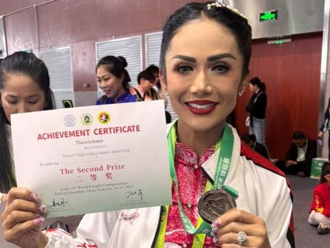 Kris Dayanti meraih medali silver di World Kungfu Championship 2025.