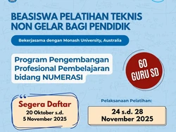 Beasiswa Pelatihan Teknis Bidang Numerasi untuk 60 Guru SD, Cek Infonya di Sini!