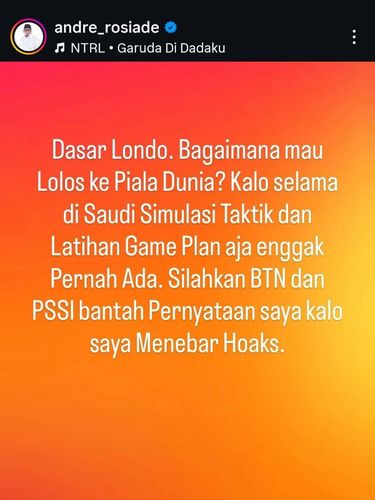 Postingan Andre Rosiade di akun Instagram miliknya