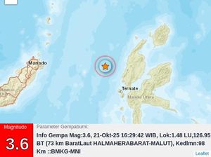 Gempa Terkini M 3,6 Guncang Halmahera Barat Maluku Utara, Berpusat di Laut Gempa Terkini M 3,6 Guncang Halmahera Barat Maluku Utara, Berpusat di Laut