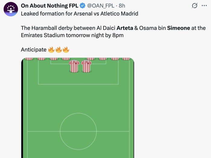 Meme Arsenal vs Atletico Madrid yang dijuluki sebagai 'derby haramball' karena taktik negatif kedua tim.