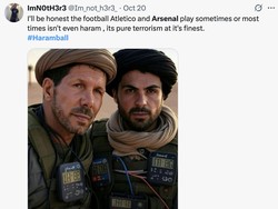 Tidak hanya haram, taktik Arteta dan Simeone dianggap sebagai terorisme sepakbola kalau kata meme ini. Ya, ampun! (Foto: Twitter)